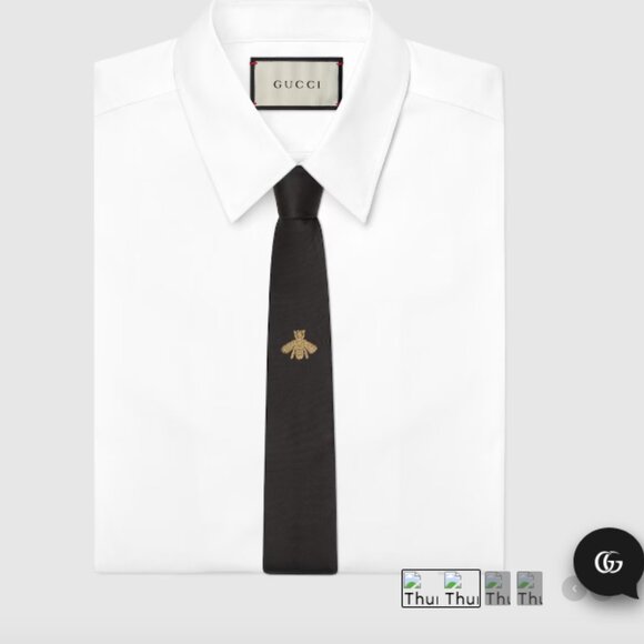 NWOT Gucci Men's Tie with Bee Embroidery - Picture 2 of 4